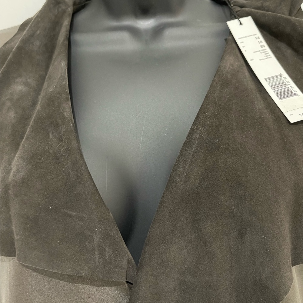 Genuine leather dress - Brown suede collar with belt NEW